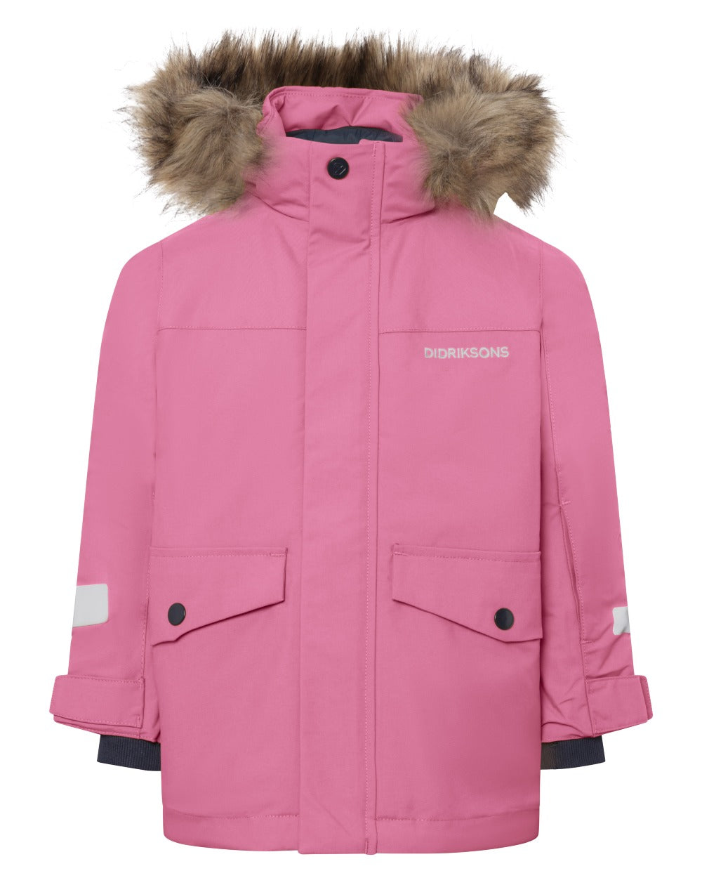 Heather Pink coloured Didriksons Childrens Bjarven Parka 5 on white background 