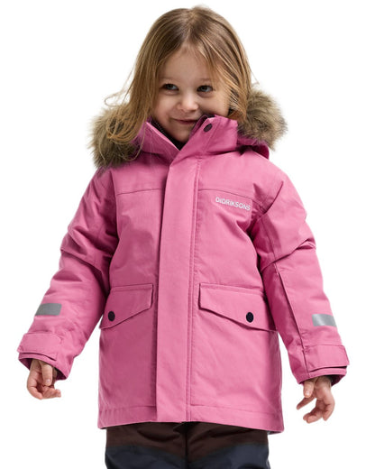 Heather Pink coloured Didriksons Childrens Bjarven Parka 5 on white background 