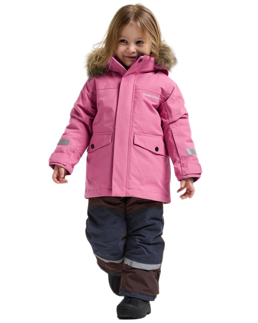 Heather Pink coloured Didriksons Childrens Bjarven Parka 5 on white background 
