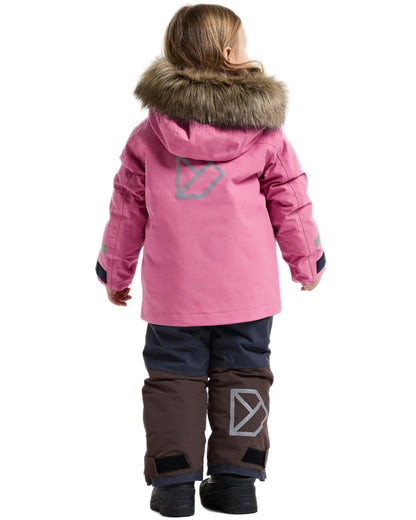 Heather Pink coloured Didriksons Childrens Bjarven Parka 5 on white background 