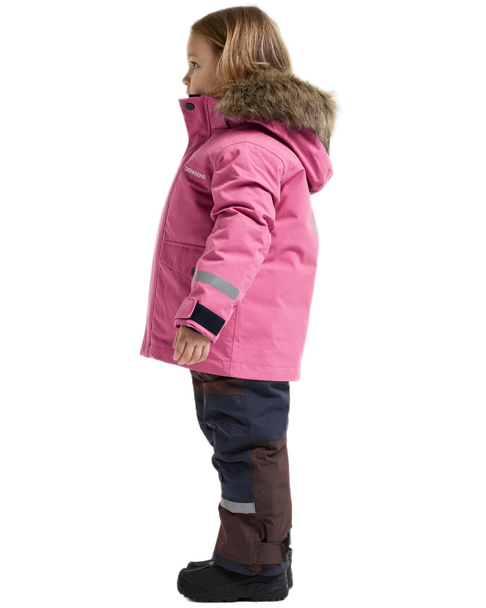 Heather Pink coloured Didriksons Childrens Bjarven Parka 5 on white background 