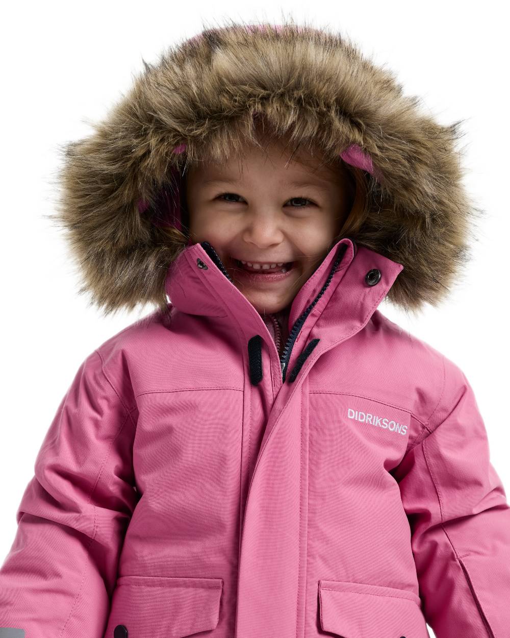 Heather Pink coloured Didriksons Childrens Bjarven Parka 5 on white background 
