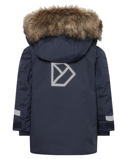 Navy coloured Didriksons Childrens Bjarven Parka 5 on white background 