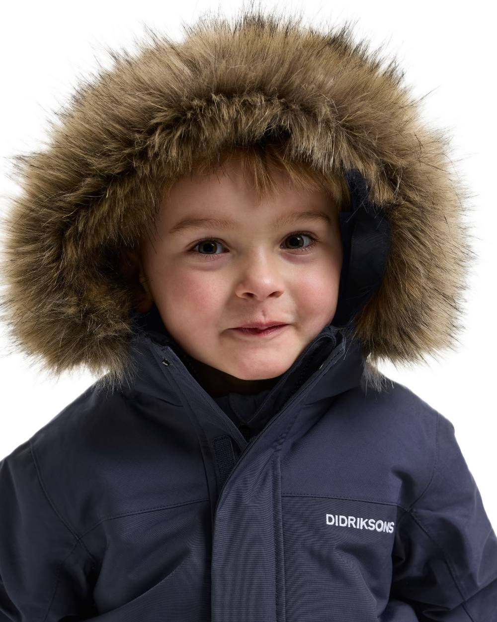 Navy coloured Didriksons Childrens Bjarven Parka 5 on white background 