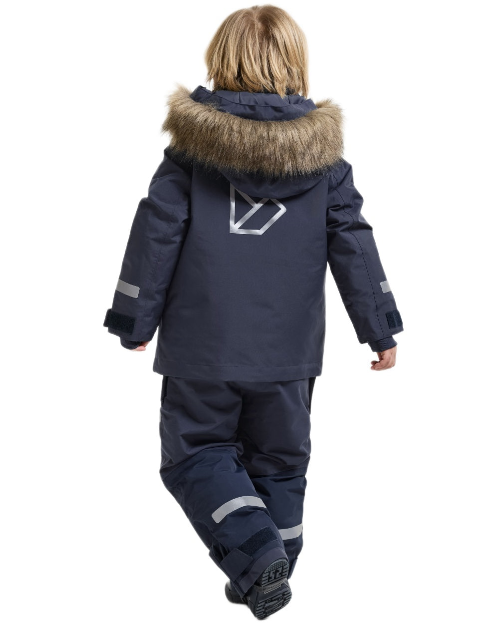Navy coloured Didriksons Childrens Bjarven Parka 5 on white background 