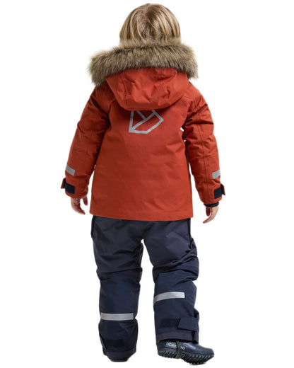 Rust coloured Didriksons Childrens Bjarven Parka 5 on white background 