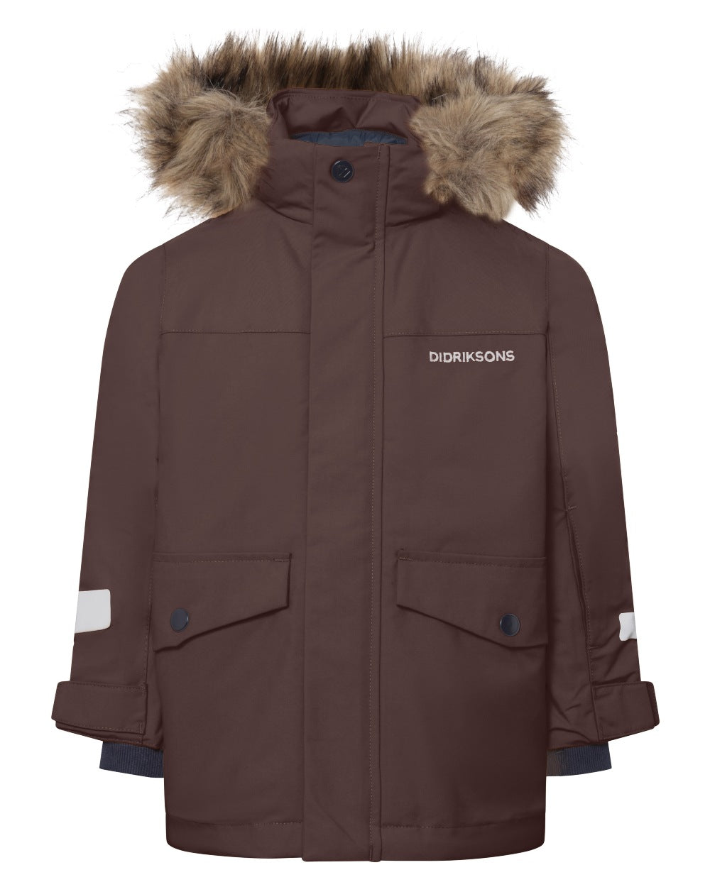 Shadow Brown coloured Didriksons Childrens Bjarven Parka 5 on white background 