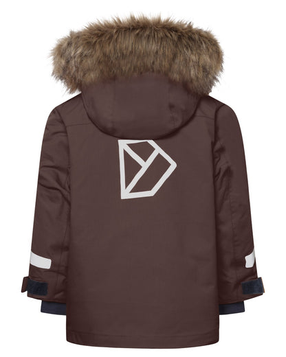 Shadow Brown coloured Didriksons Childrens Bjarven Parka 5 on white background 