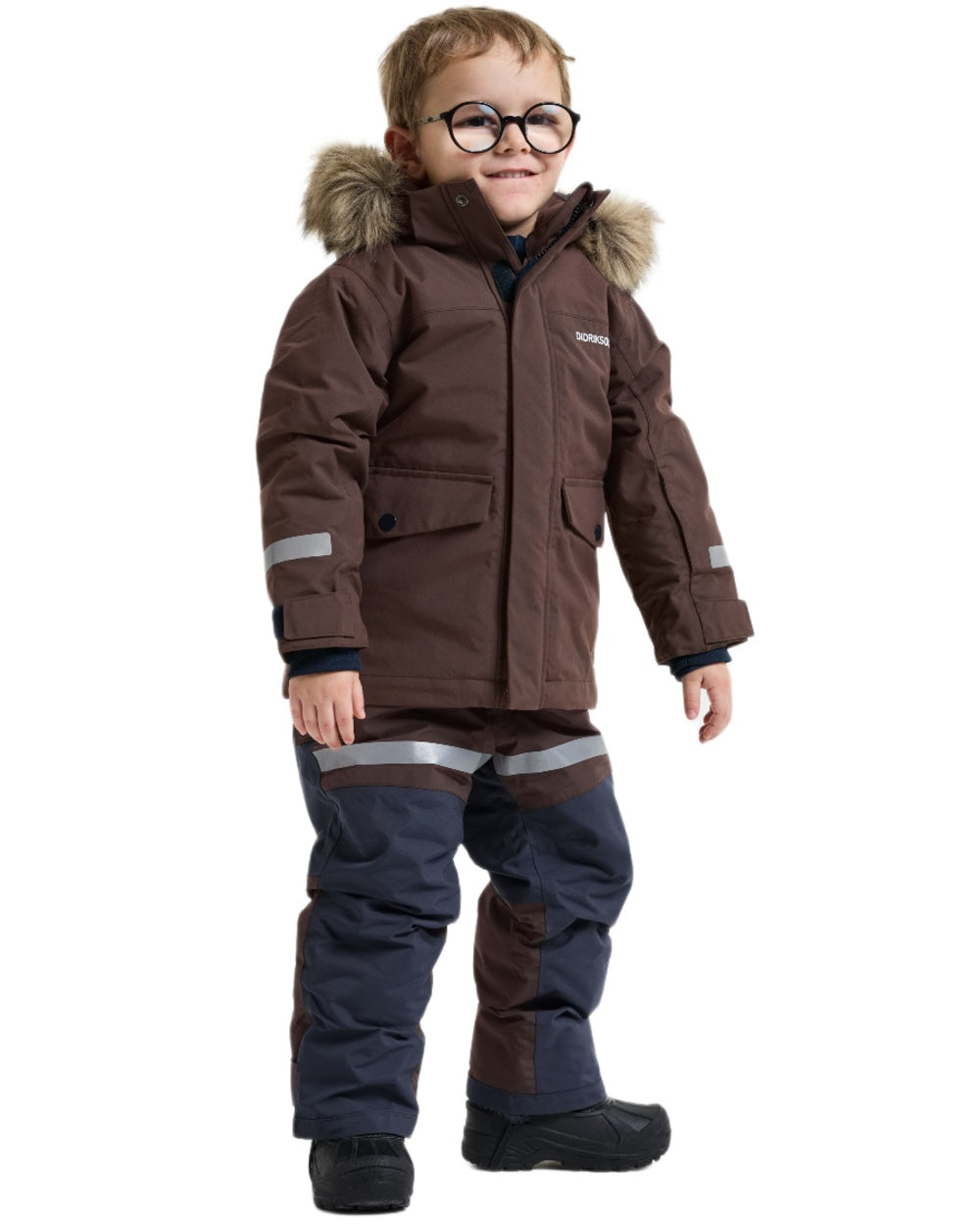 Shadow Brown coloured Didriksons Childrens Bjarven Parka 5 on white background 
