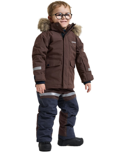 Shadow Brown coloured Didriksons Childrens Bjarven Parka 5 on white background 