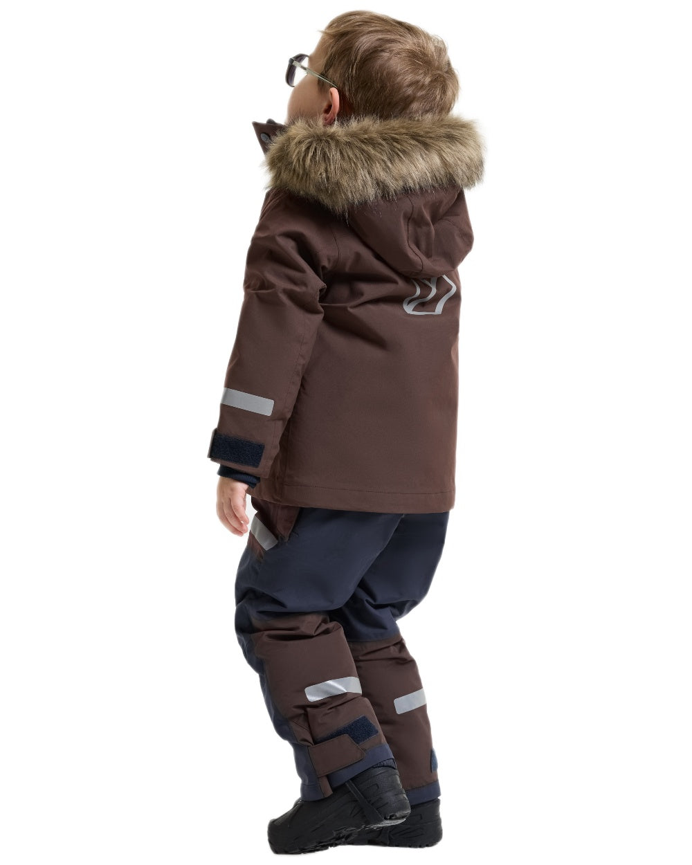 Shadow Brown coloured Didriksons Childrens Bjarven Parka 5 on white background 