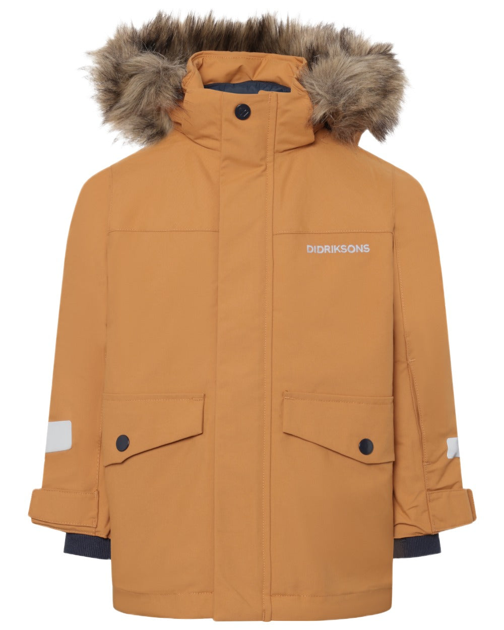 Almond Tree Coloured Didriksons Childrens Bjärven Parka on white background 