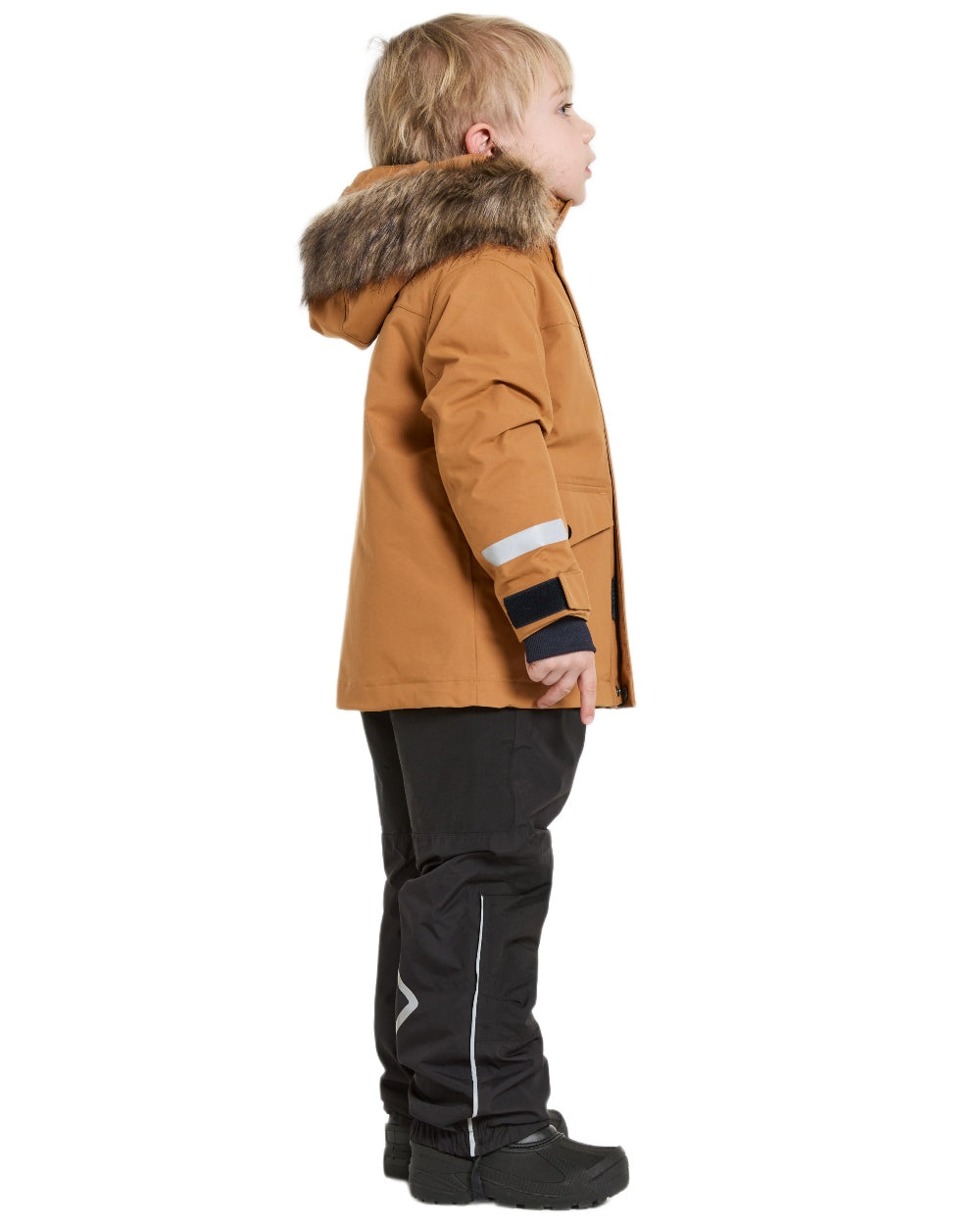 Almond Tree Coloured Didriksons Childrens Bjärven Parka on white background 