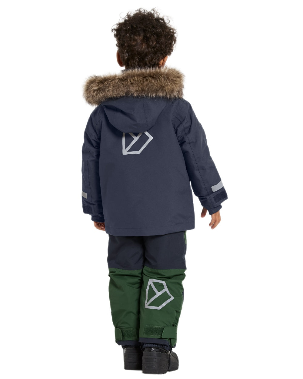 Navy Coloured Didriksons Childrens Bjärven Parka on white background 