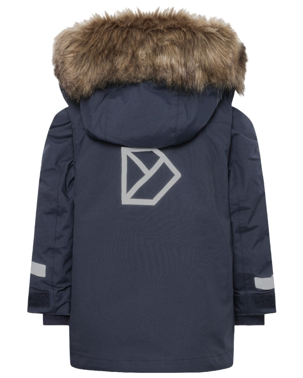 Navy Coloured Didriksons Childrens Bjärven Parka on white background 
