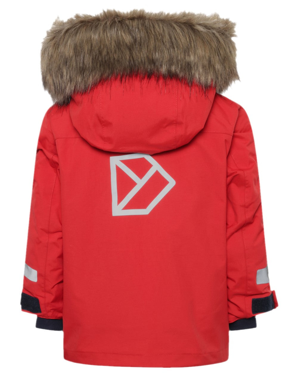 Pomme Red Coloured Didriksons Childrens Bjärven Parka on white background 
