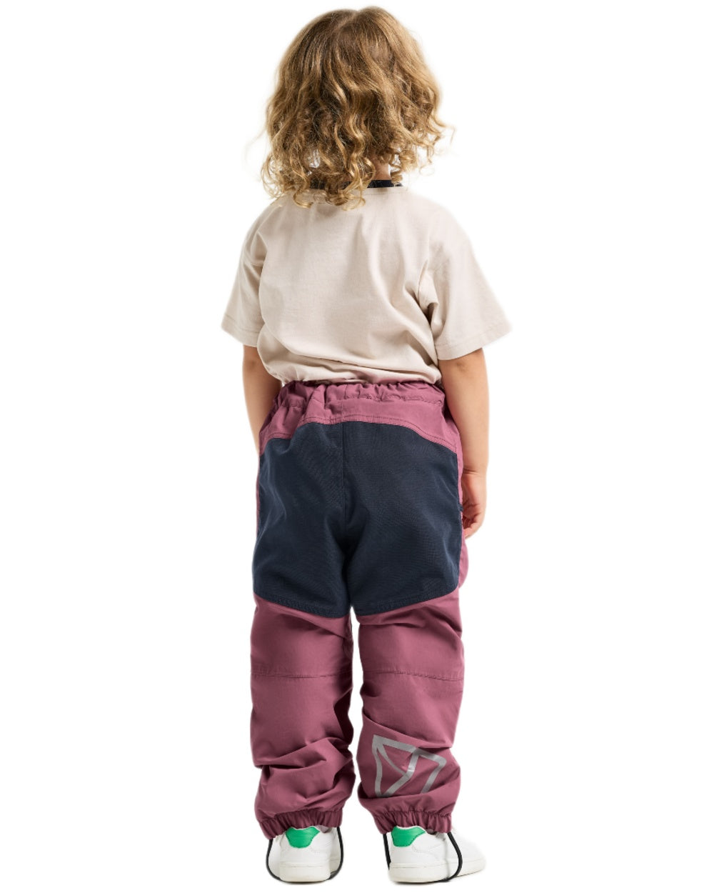 Heather Pink coloured Didriksons Childrens Dusk Pants on white background 