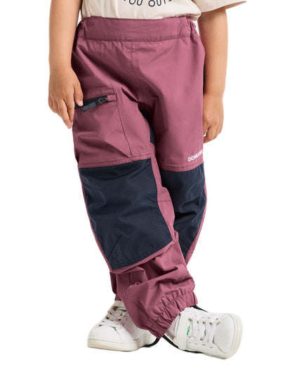 Heather Pink coloured Didriksons Childrens Dusk Pants on white background 