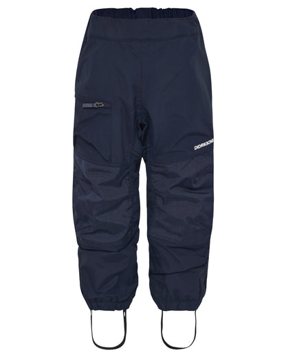 Navy coloured Didriksons Childrens Dusk Pants on white background 