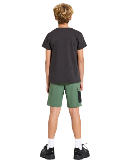 Dark Moss coloured Didriksons Childrens Eken Shorts on white background 