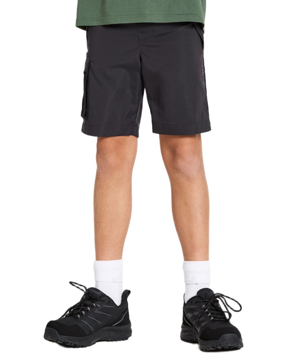 Graphite coloured Didriksons Childrens Eken Shorts on white background 