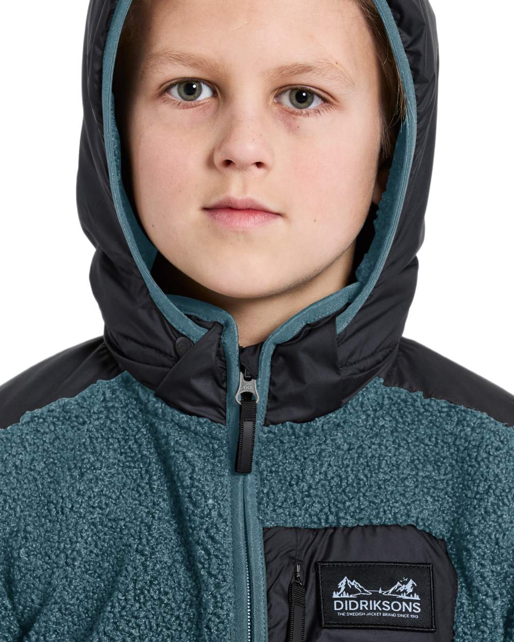Star Blue coloured Didriksons Childrens Exa Full-Zip Fleece 3 on white background 