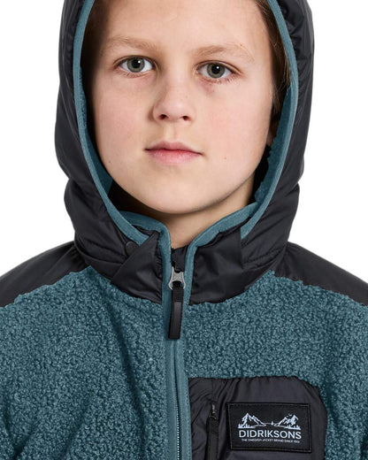 Star Blue coloured Didriksons Childrens Exa Full-Zip Fleece 3 on white background 