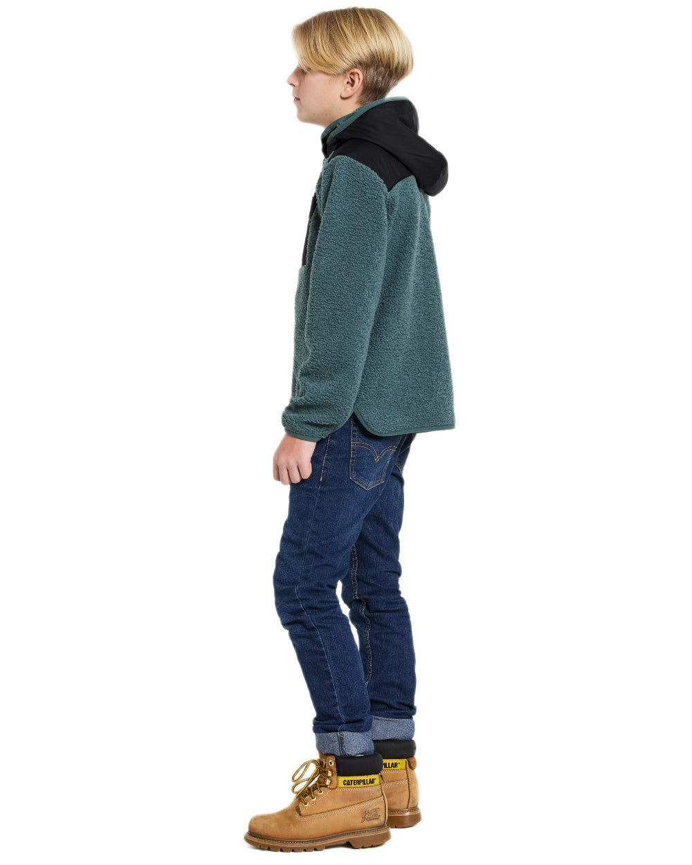 Star Blue coloured Didriksons Childrens Exa Full-Zip Fleece 3 on white background 