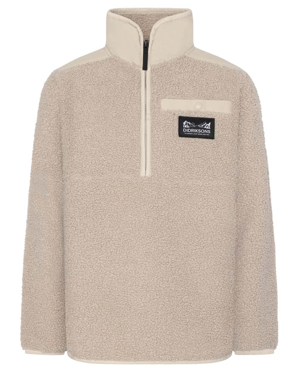 Beach Beige coloured Didriksons Childrens Exa Half Zip Sweater on white background 