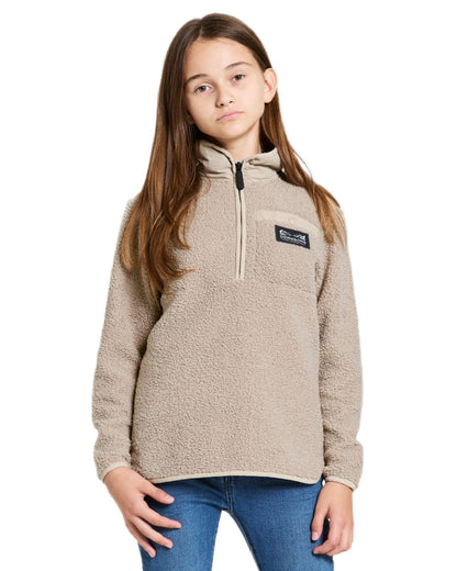 Beach Beige coloured Didriksons Childrens Exa Half Zip Sweater on white background 