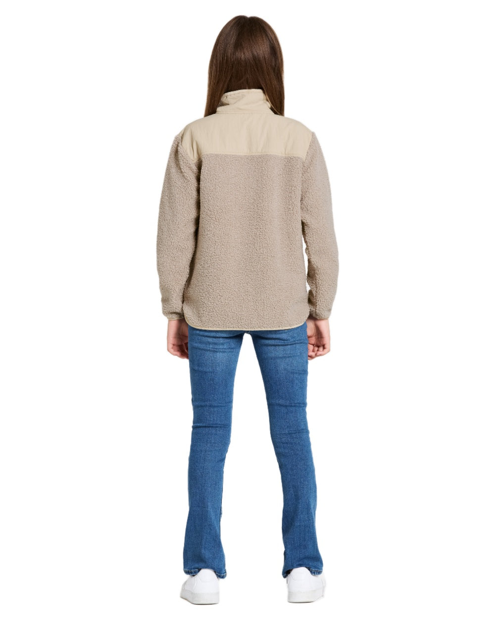 Beach Beige coloured Didriksons Childrens Exa Half Zip Sweater on white background 