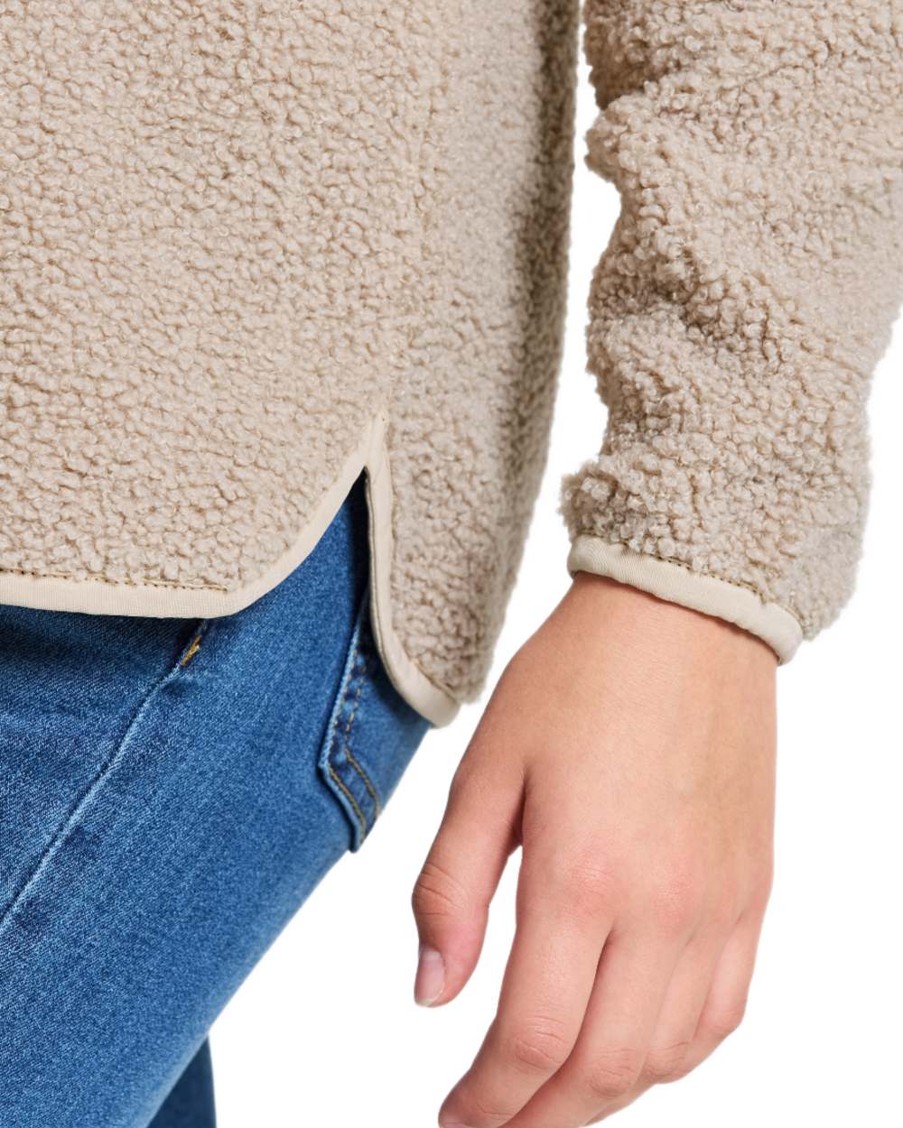 Beach Beige coloured Didriksons Childrens Exa Half Zip Sweater on white background 