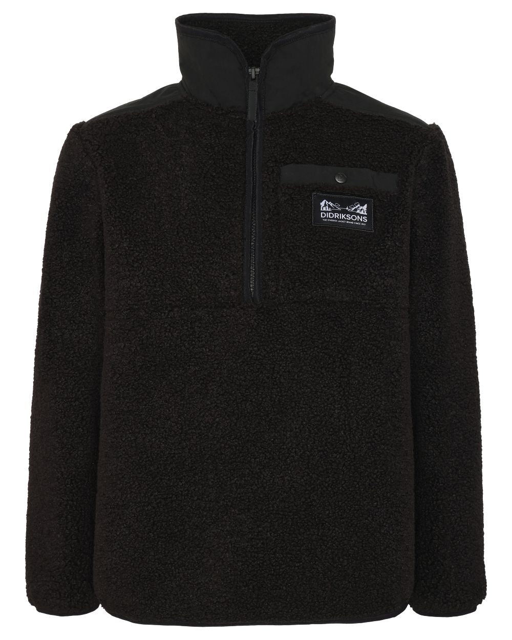 Black coloured Didriksons Childrens Exa Half Zip Sweater on white background 