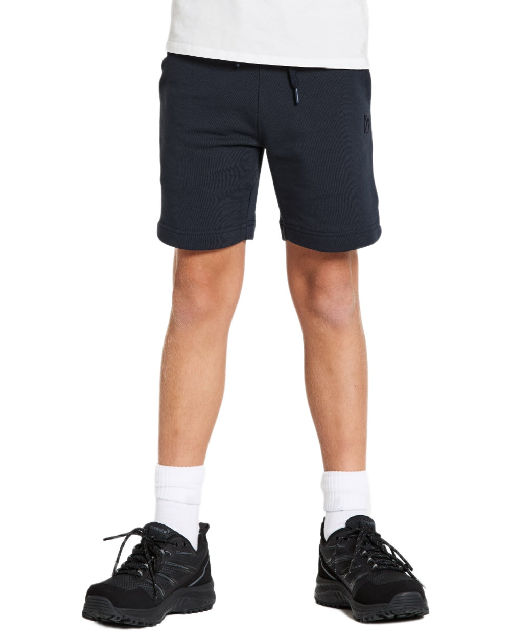 Navy coloured Didriksons Childrens Fejan Shorts on white background 