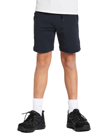 Navy coloured Didriksons Childrens Fejan Shorts on white background 