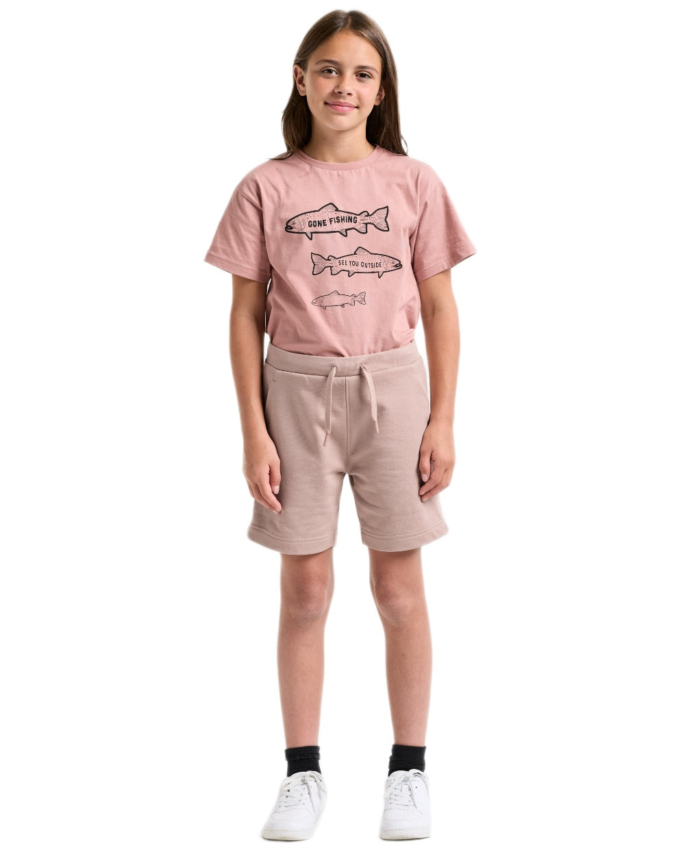 Vintage Pink coloured Didriksons Childrens Fejan Shorts on white background 