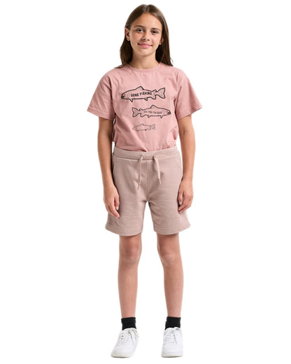 Vintage Pink coloured Didriksons Childrens Fejan Shorts on white background 
