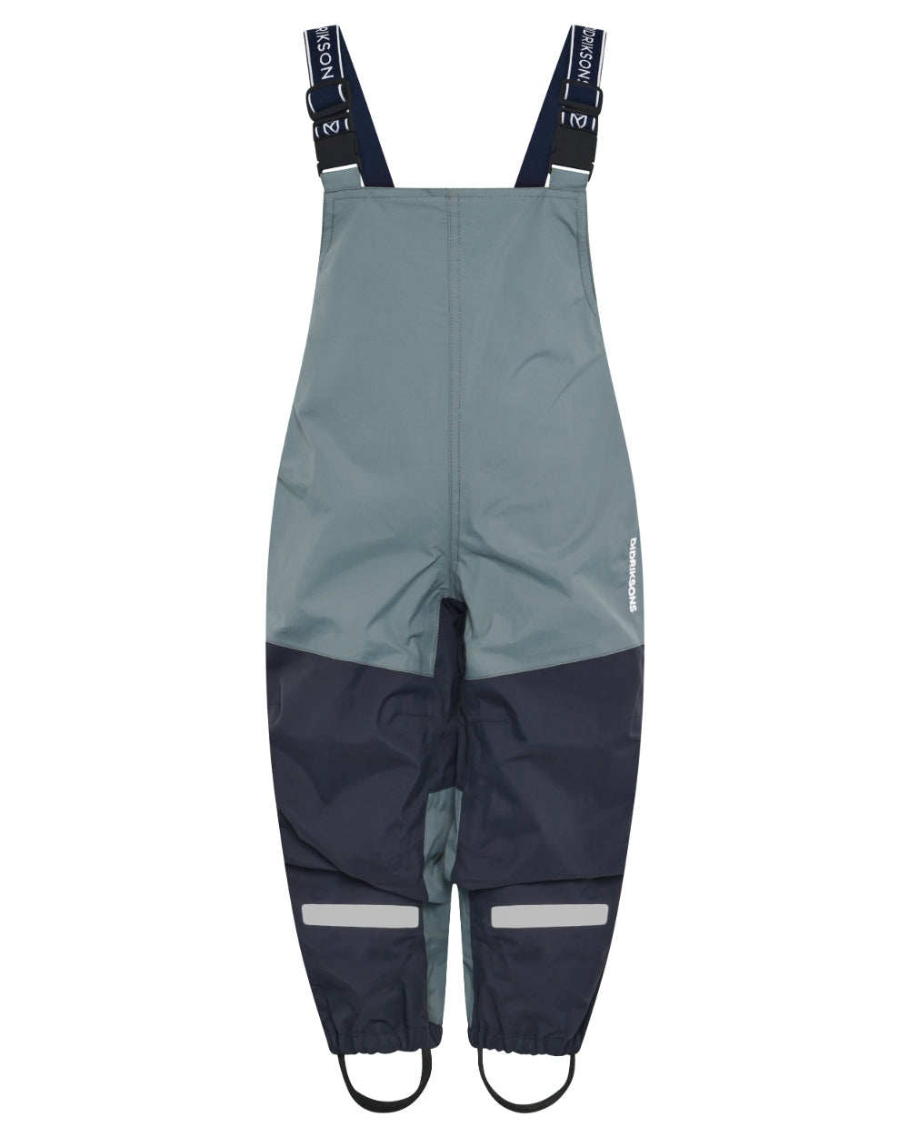 Factory Blue coloured Didriksons Childrens Foxen Bib Pants on white background 
