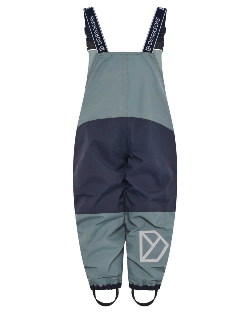 Factory Blue coloured Didriksons Childrens Foxen Bib Pants on white background 