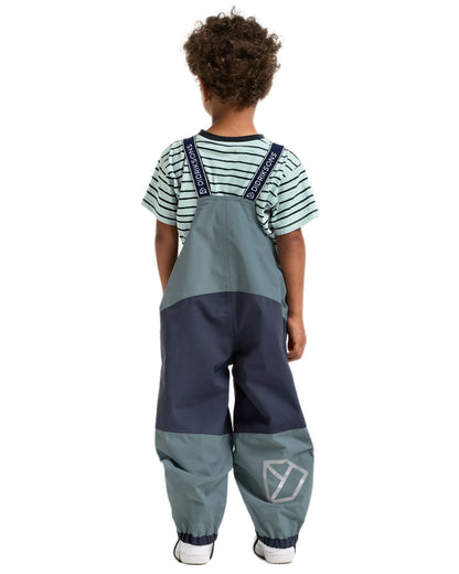 Factory Blue coloured Didriksons Childrens Foxen Bib Pants on white background 