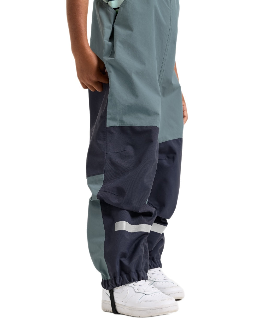 Factory Blue coloured Didriksons Childrens Foxen Bib Pants on white background 