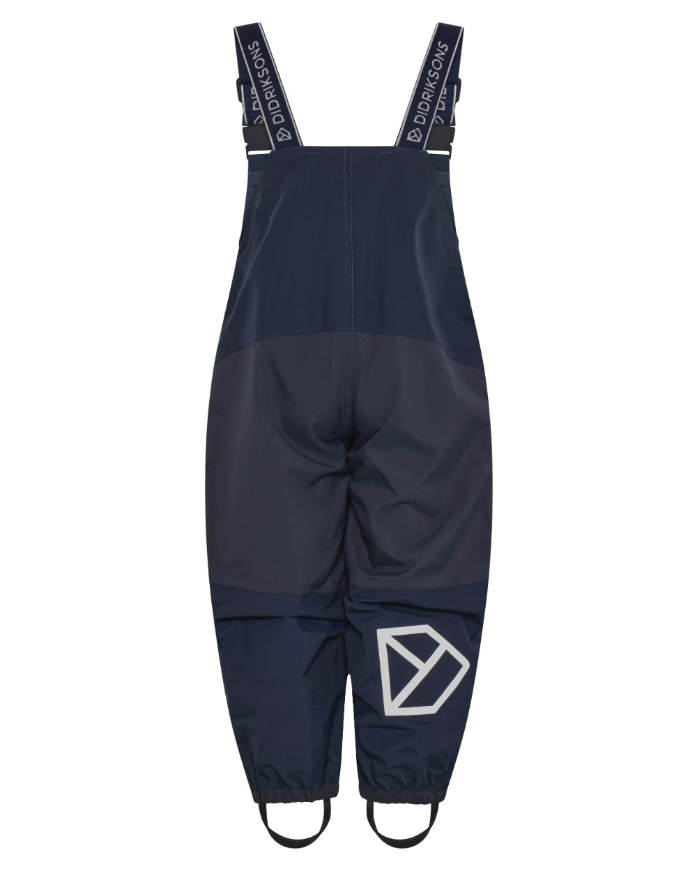Navy coloured Didriksons Childrens Foxen Bib Pants on white background 