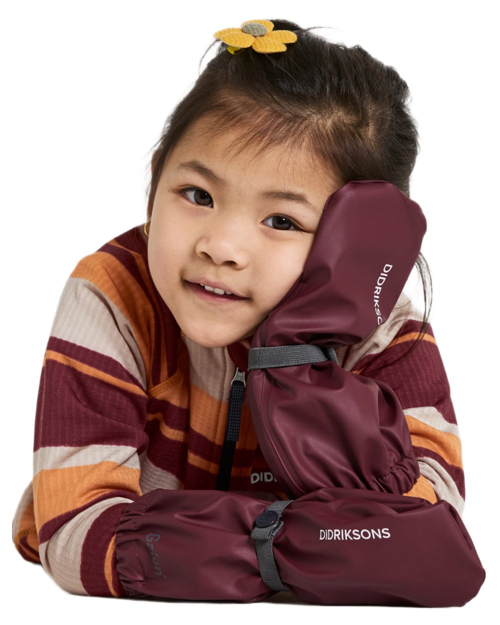 Anemon Red coloured Didriksons Childrens Gloves on white background 