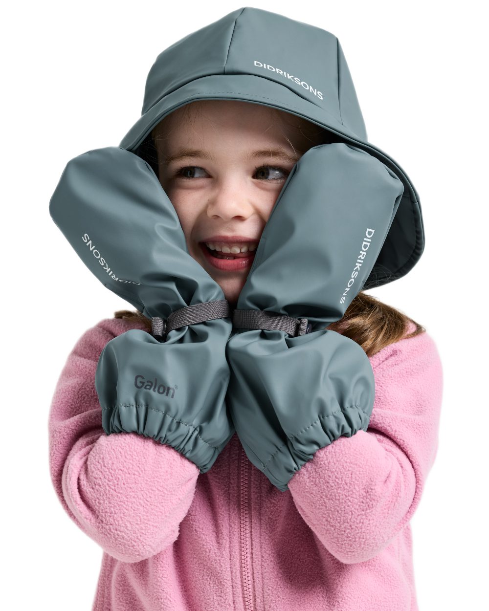 Factory Blue coloured Didriksons Childrens Galon Gloves on white background 