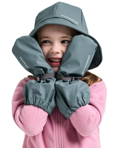 Factory Blue coloured Didriksons Childrens Galon Gloves on white background 