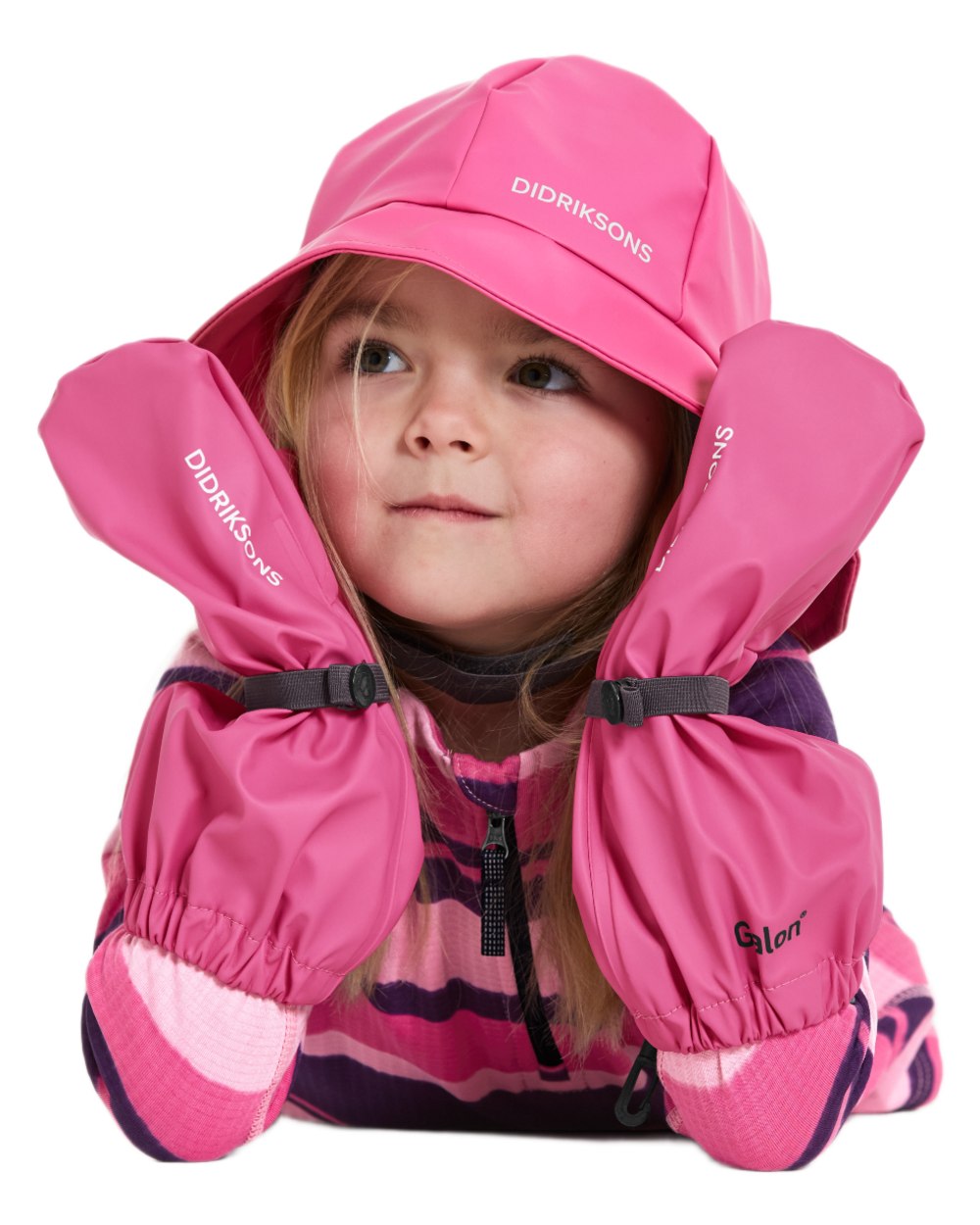 Sweet Pink coloured Didriksons Childrens Gloves on white background 