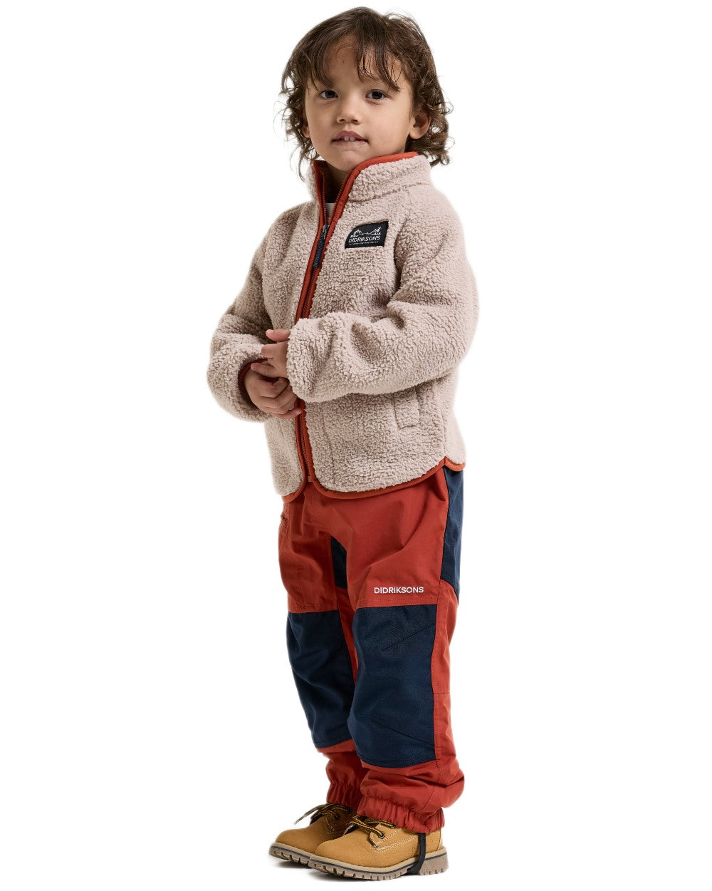 Beach Beige Rust coloured Didriksons Childrens Gibbs Full Zip Jacket 2 on white background 