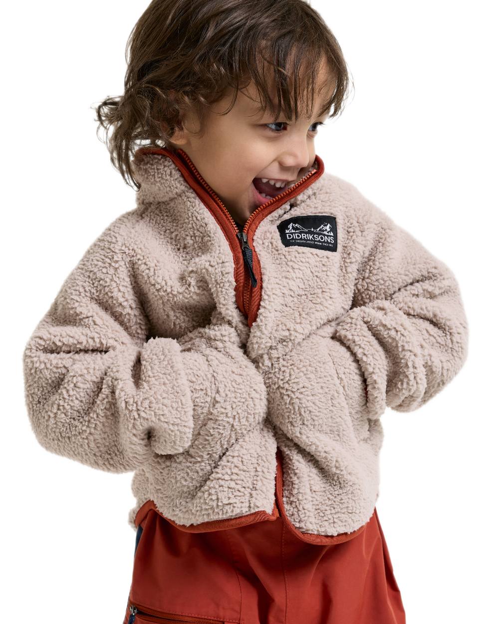 Beach Beige Rust coloured Didriksons Childrens Gibbs Full Zip Jacket 2 on white background 
