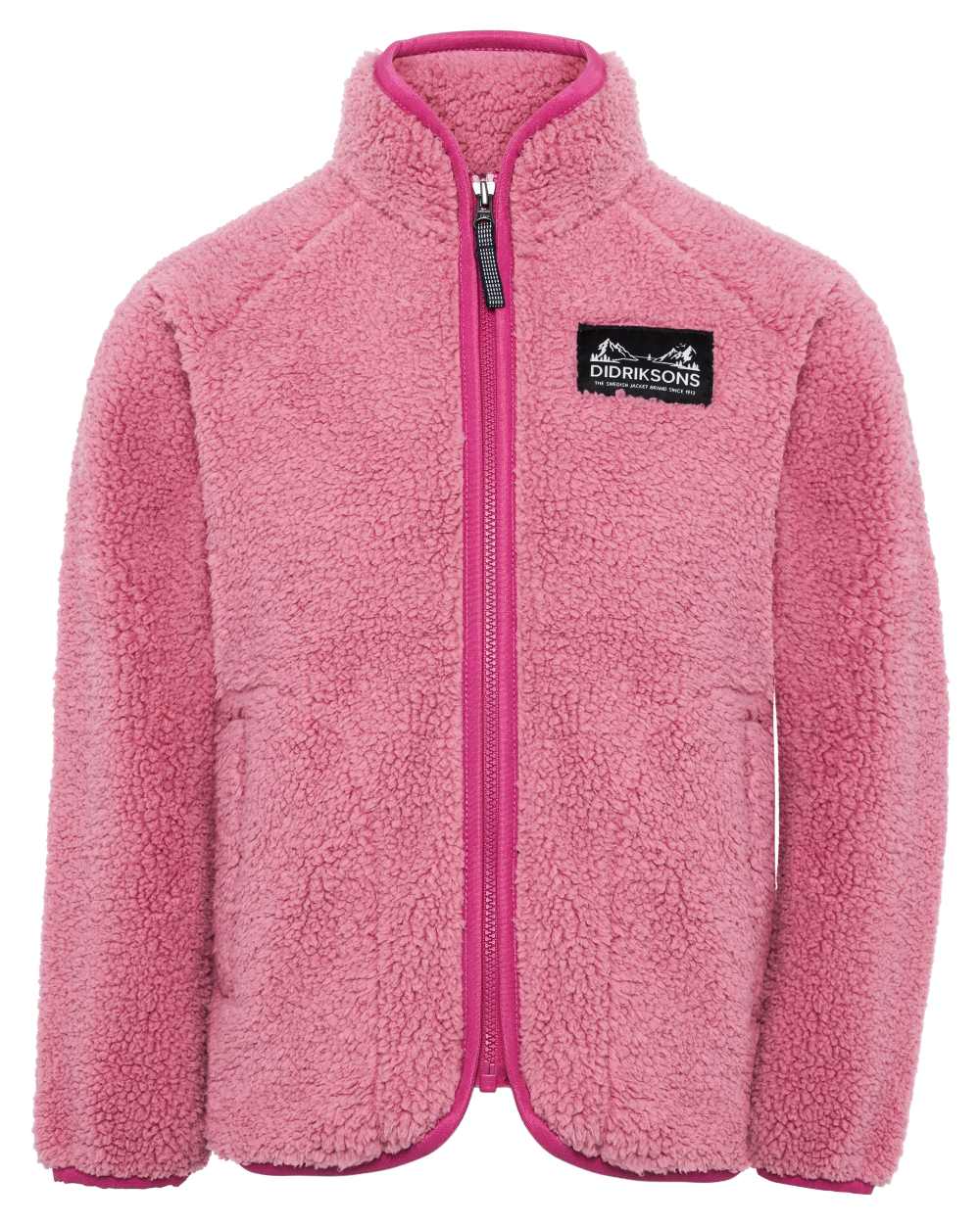 Heather Pink Cactus Pink coloured Didriksons Childrens Gibbs Full Zip Jacket 2 on white background 