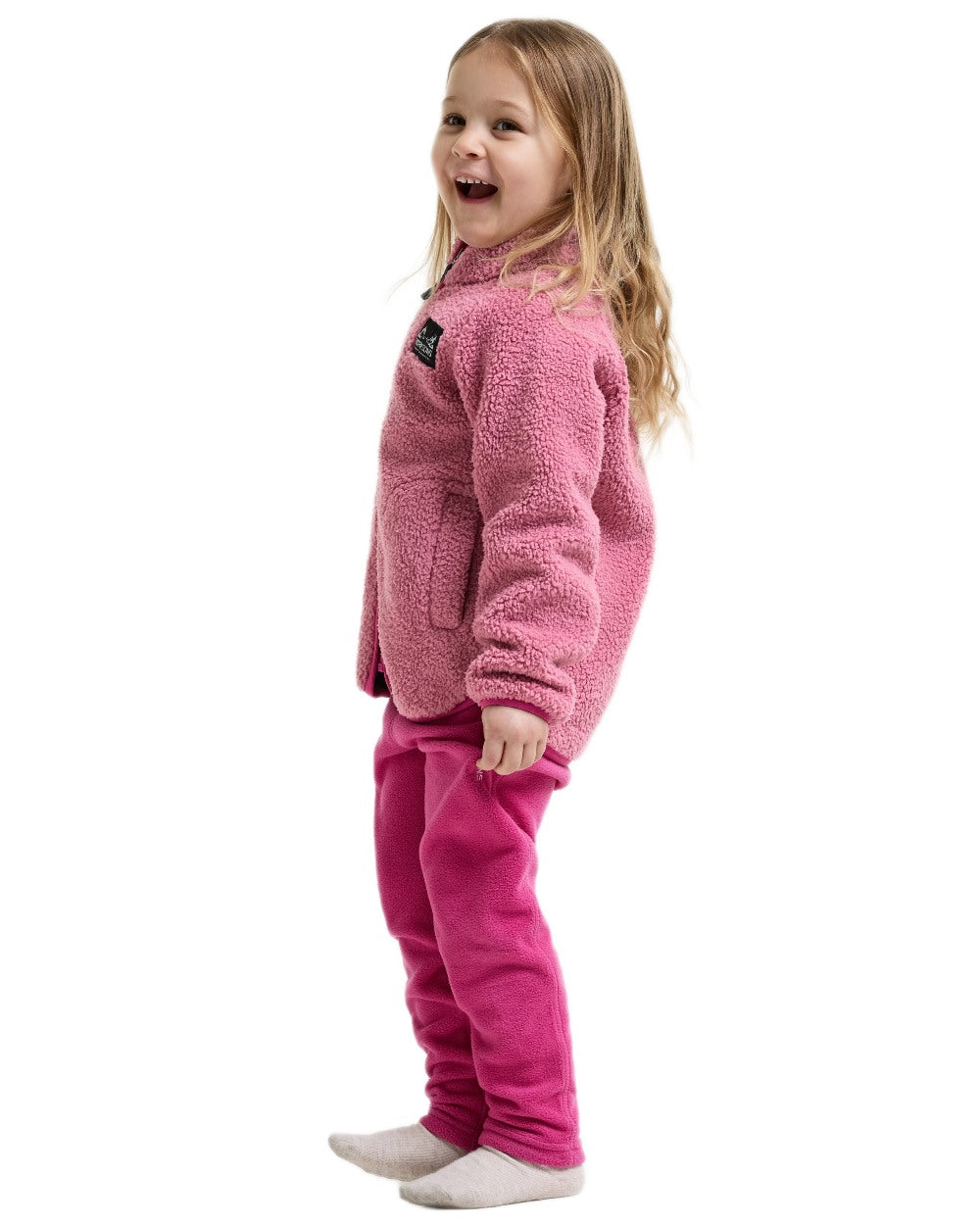 Heather Pink Cactus Pink coloured Didriksons Childrens Gibbs Full Zip Jacket 2 on white background 